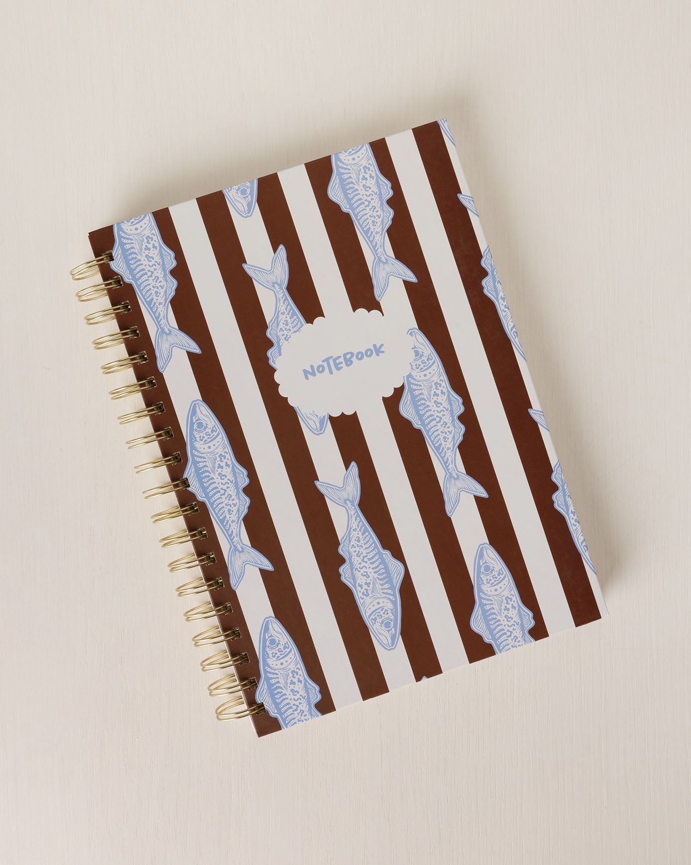 Hardback Spiral Lined Notebook - Fishing Stripe Print