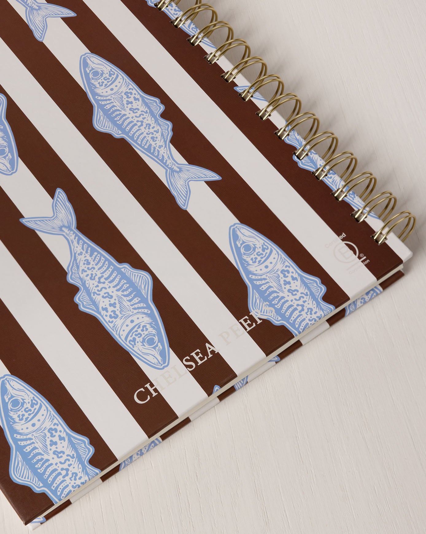 Hardback Spiral Lined Notebook - Fishing Stripe Print