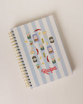 Hardback Spiral Lined Recipe Journal - Deli Stripe Print