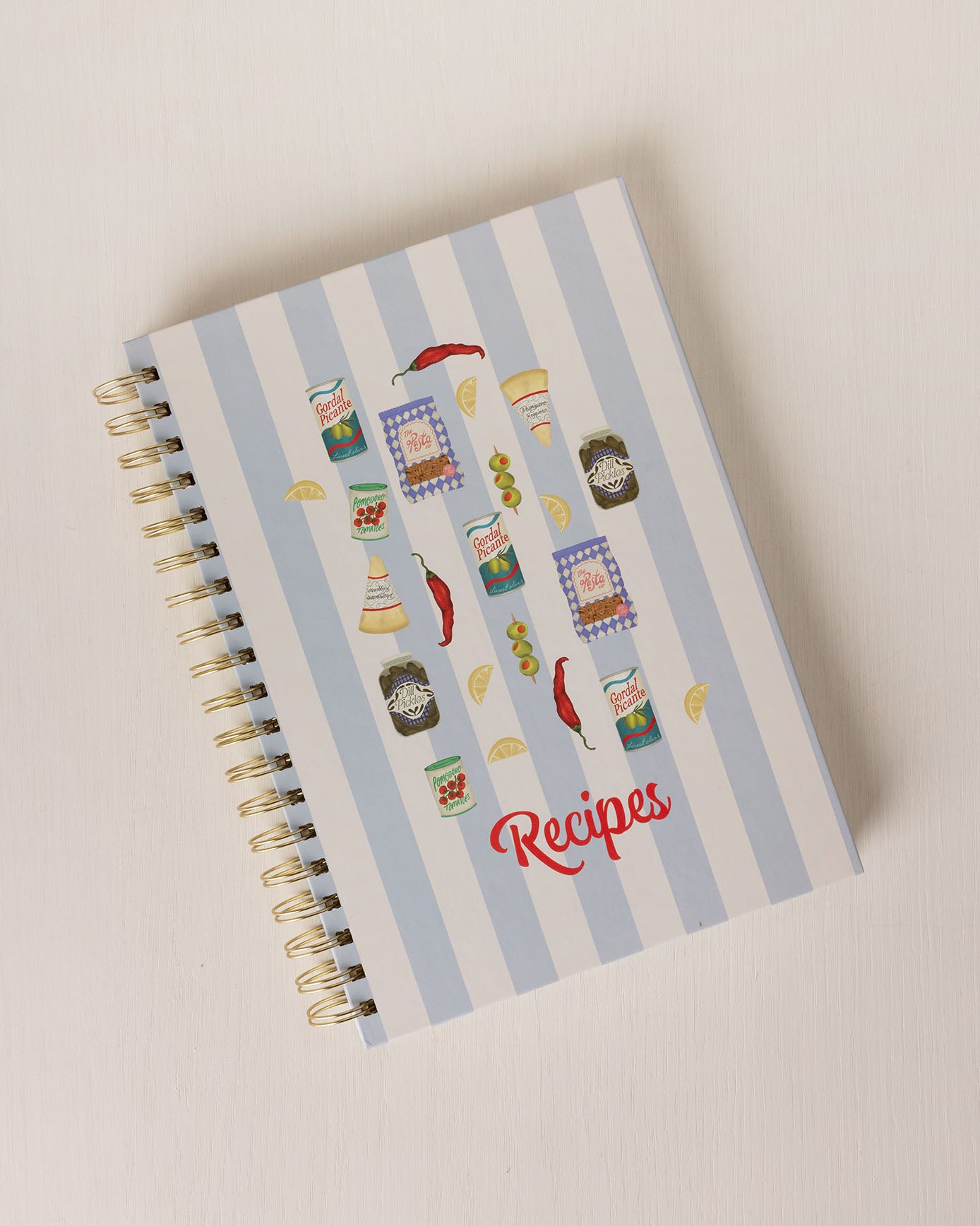 Deli Stripe Print Hardback Spiral Recipe Journal