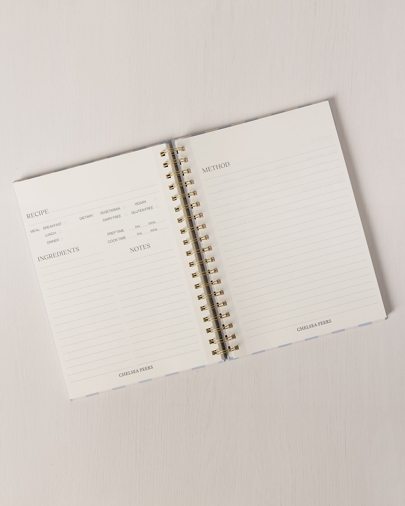 Hardback Spiral Lined Recipe Journal - Deli Stripe Print