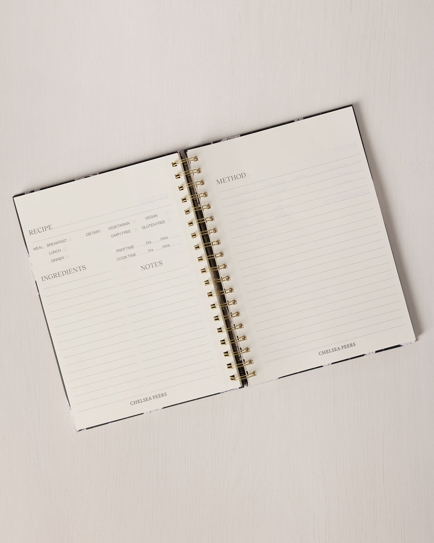 Hardback Spiral Lined Recipe Journal - Chef Stripe Print