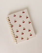 Hardback Spiral Lined Notebook - Cherry Stripe Print