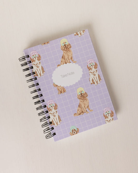 Hardback Spiral Lined Notebook - Spa Dogs Print