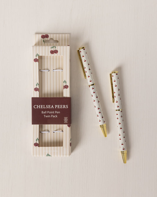 Twin Pack Boxed Pen Set - Cherry Stripe Print
