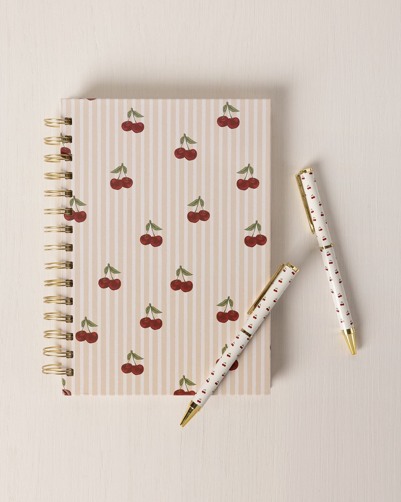 Twin Pack Boxed Pen Set - Cherry Stripe Print