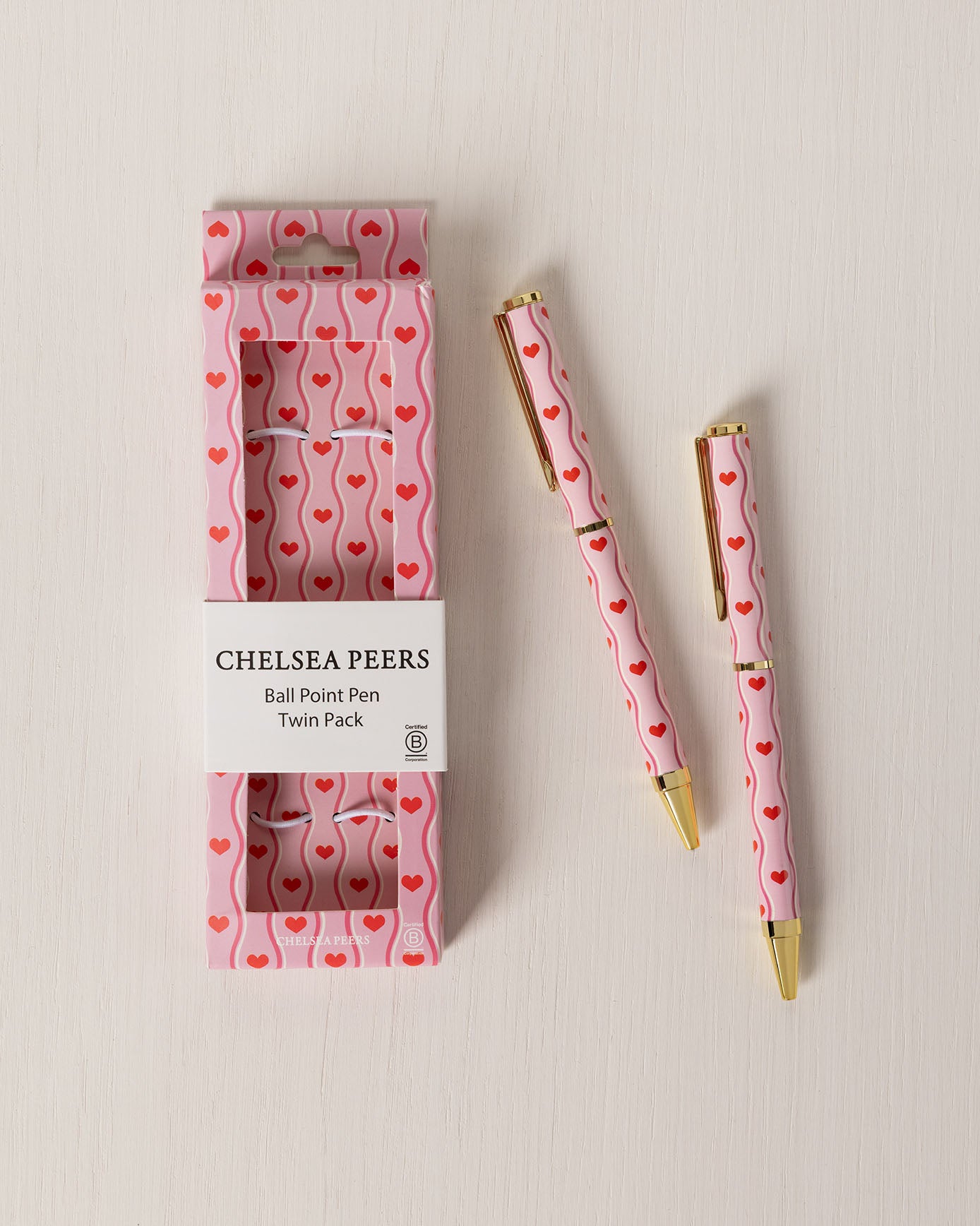 Wavy Heart Print Two Pack Boxed Pen Set