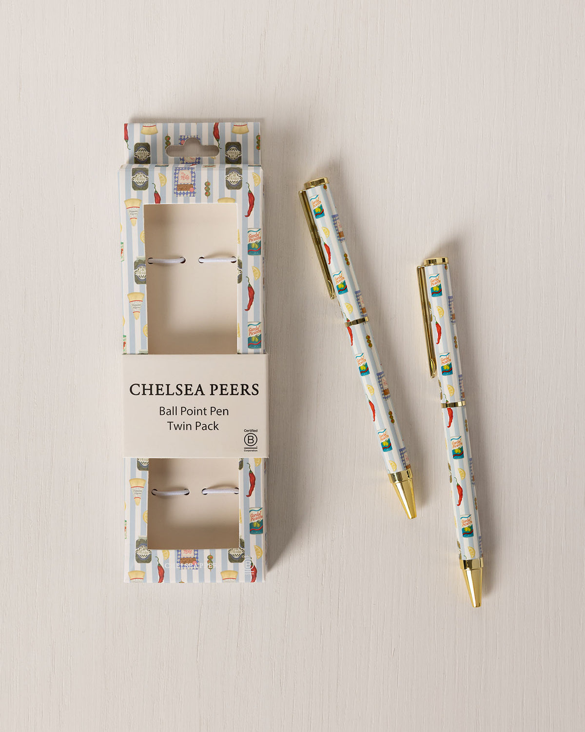 Deli Stripe Print Two Pack Boxed Pen Set