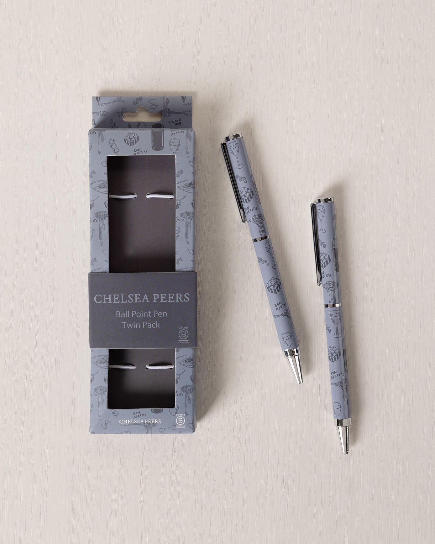 Twin Pack Boxed Pen Set - Blue Supper Club Print