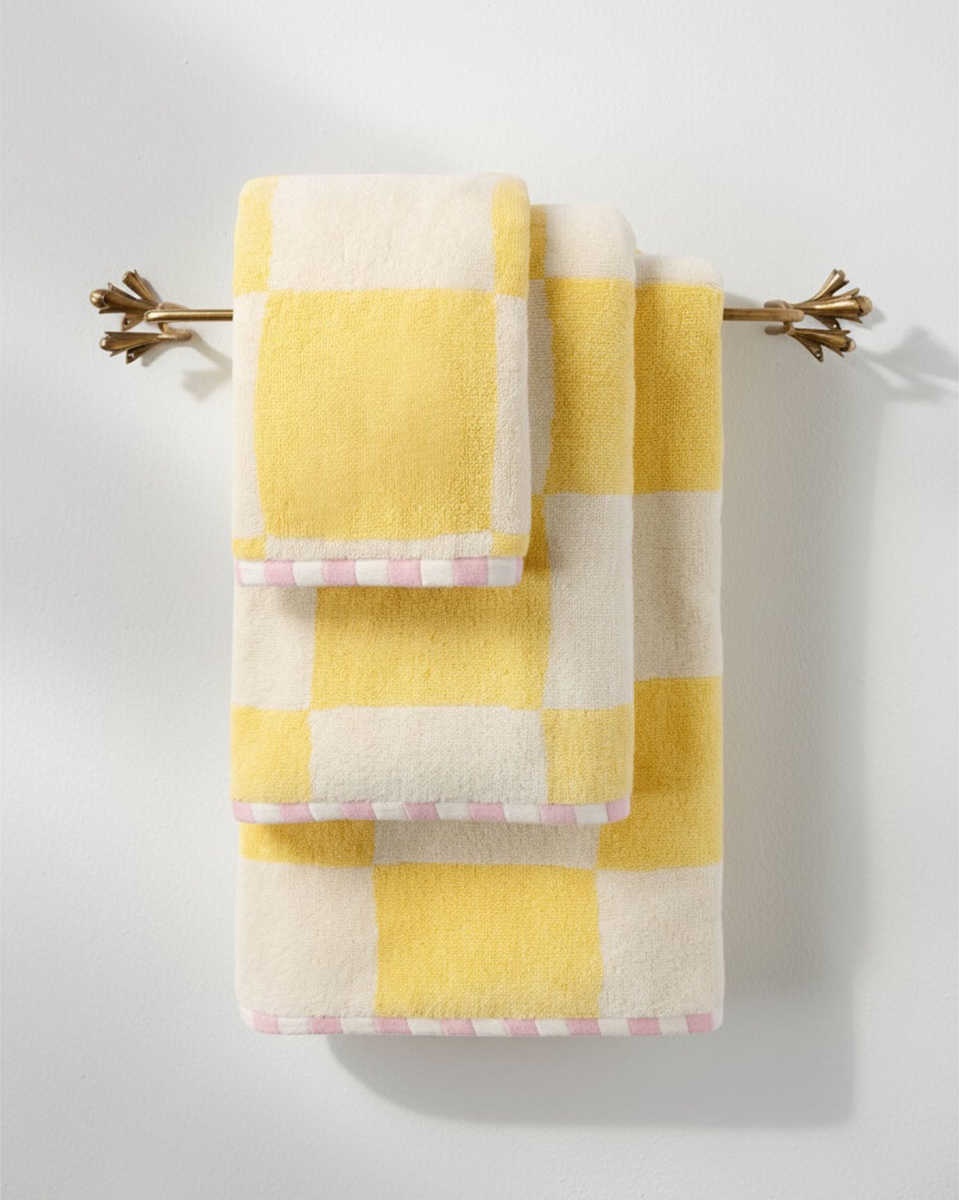 Cotton Checkerboard Towel - Butter Yellow
