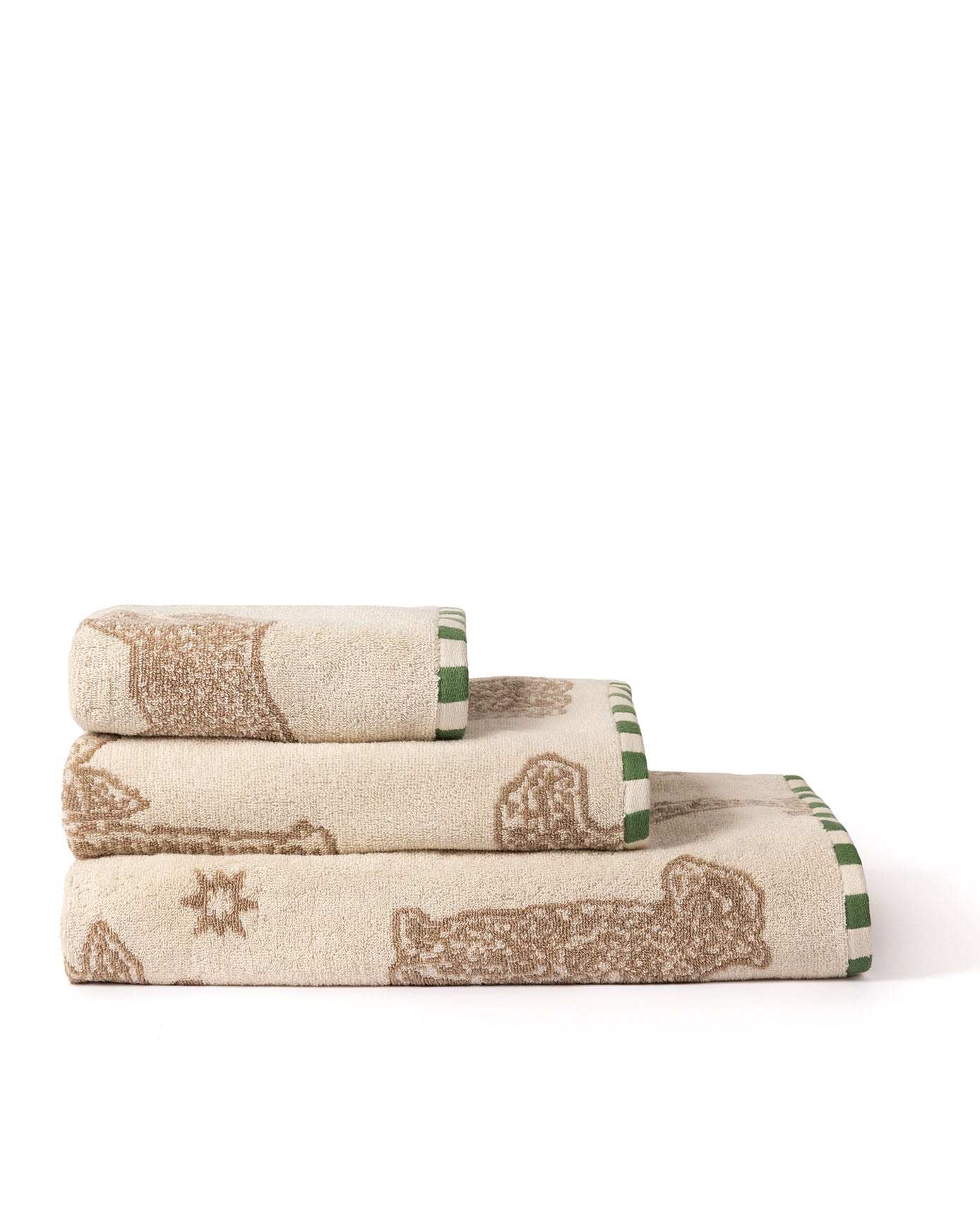 Cotton Midnight Leopard Print Towel - Taupe