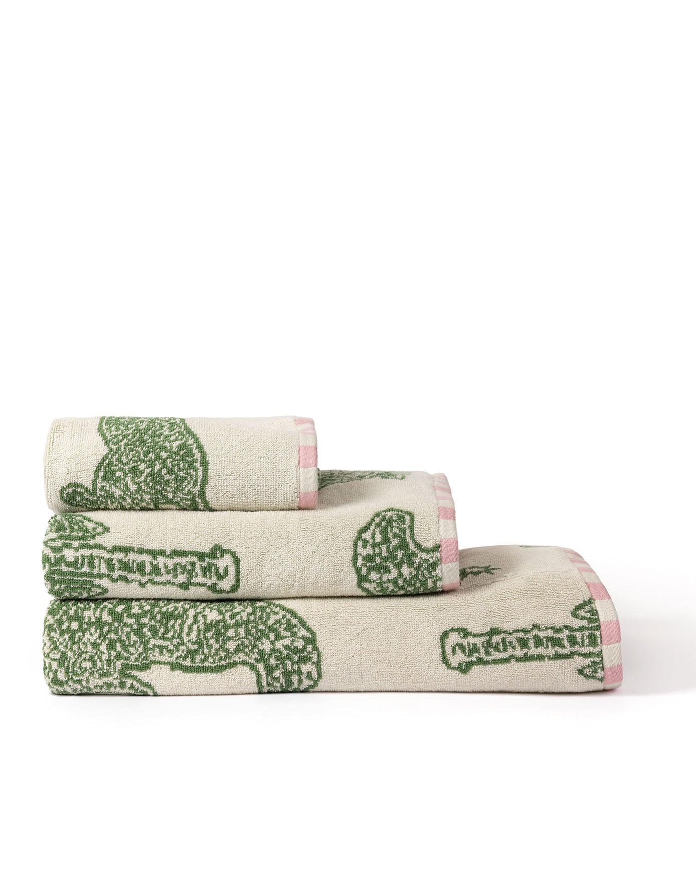 Cotton Midnight Leopard Print Towel - Green
