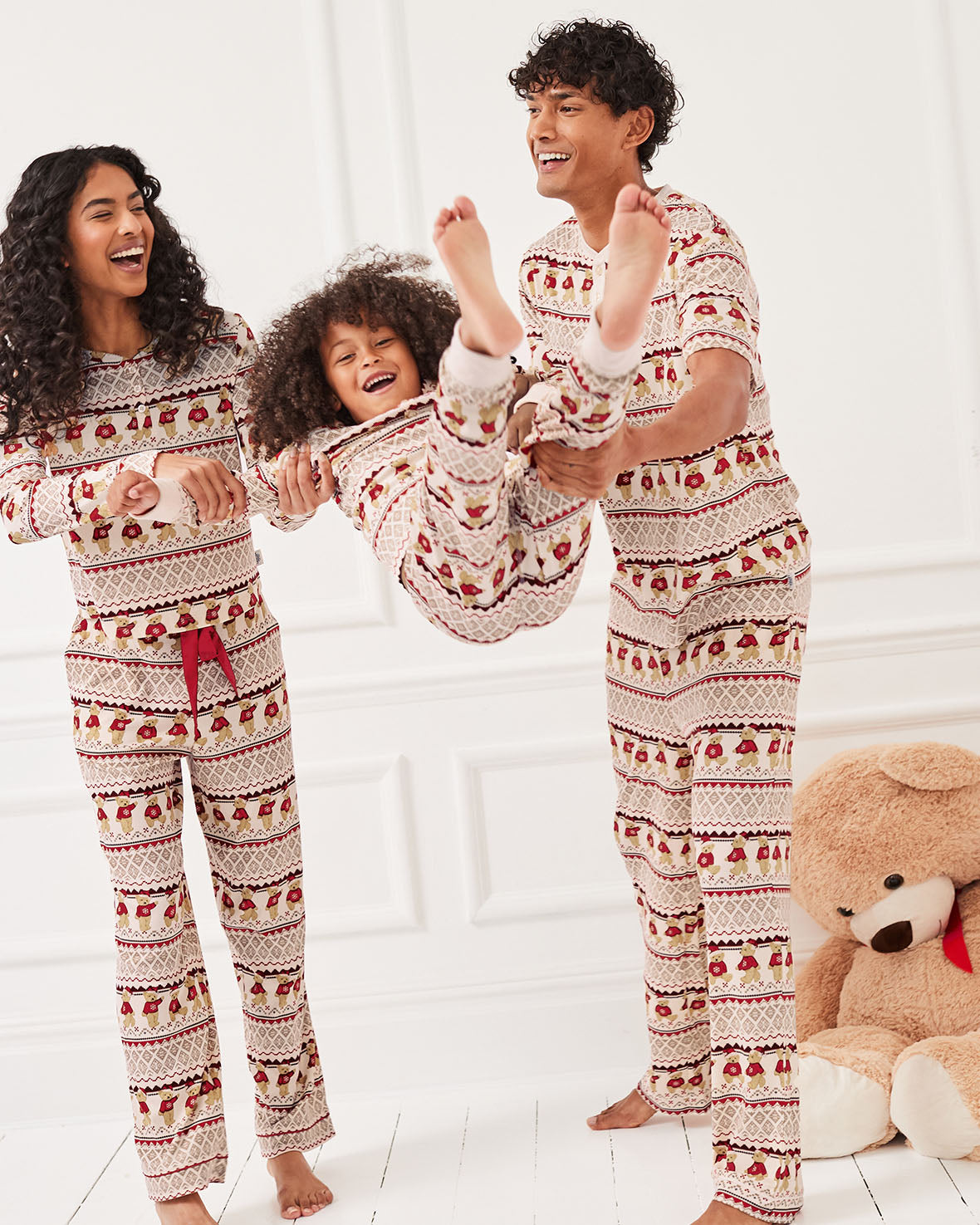 Peers the Bear Christmas Fair Isle Print Matching Family Pyjamas