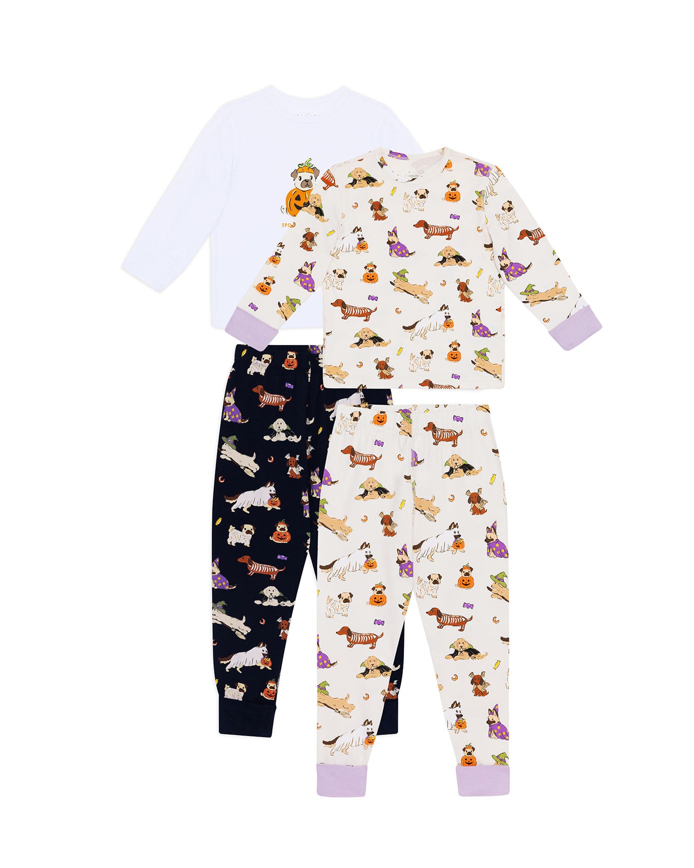 Kids Two Pack Organic Cotton Halloween Dogs Print Long Pyjama Set