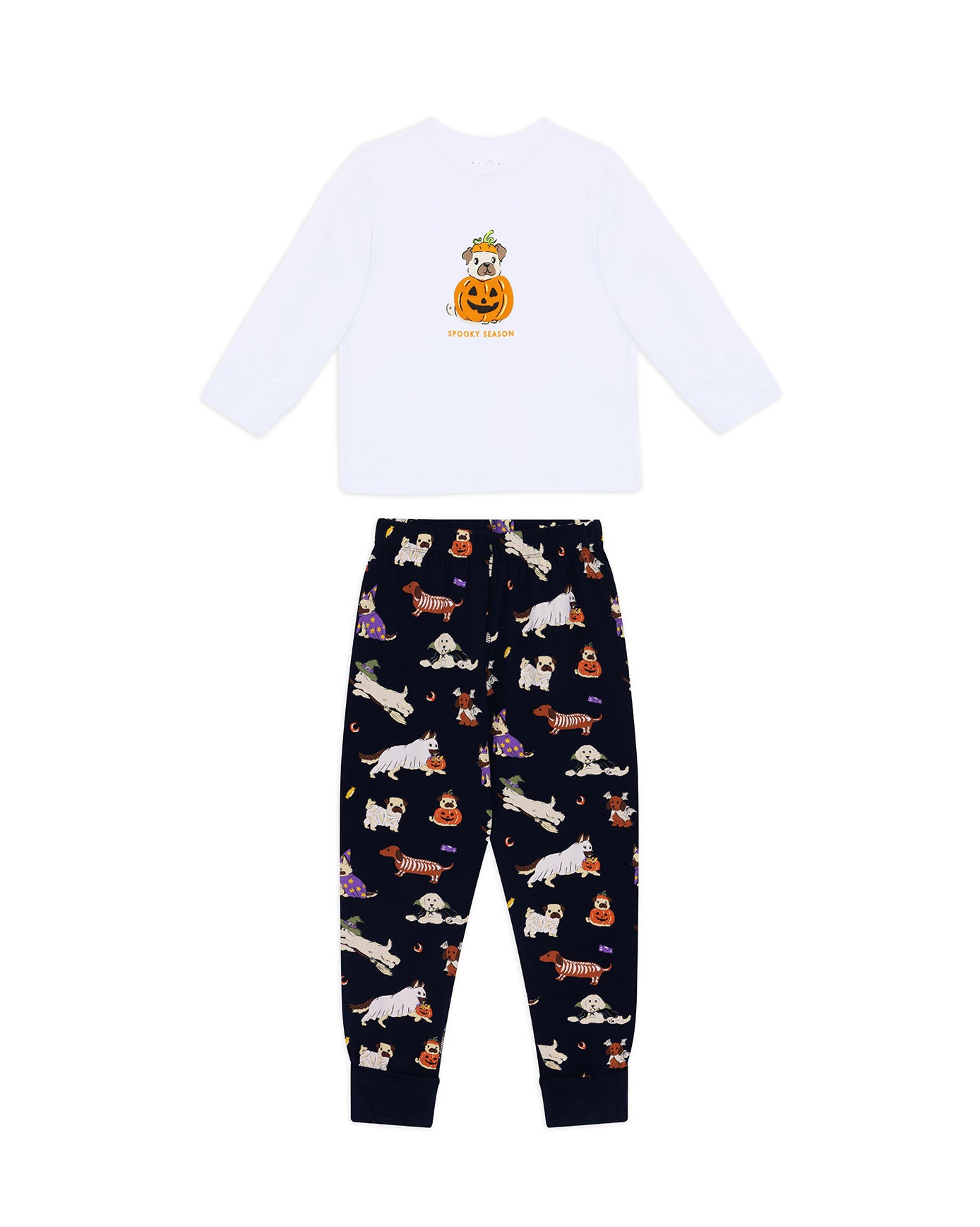 Kids Two Pack Organic Cotton Halloween Dogs Print Long Pyjama Set