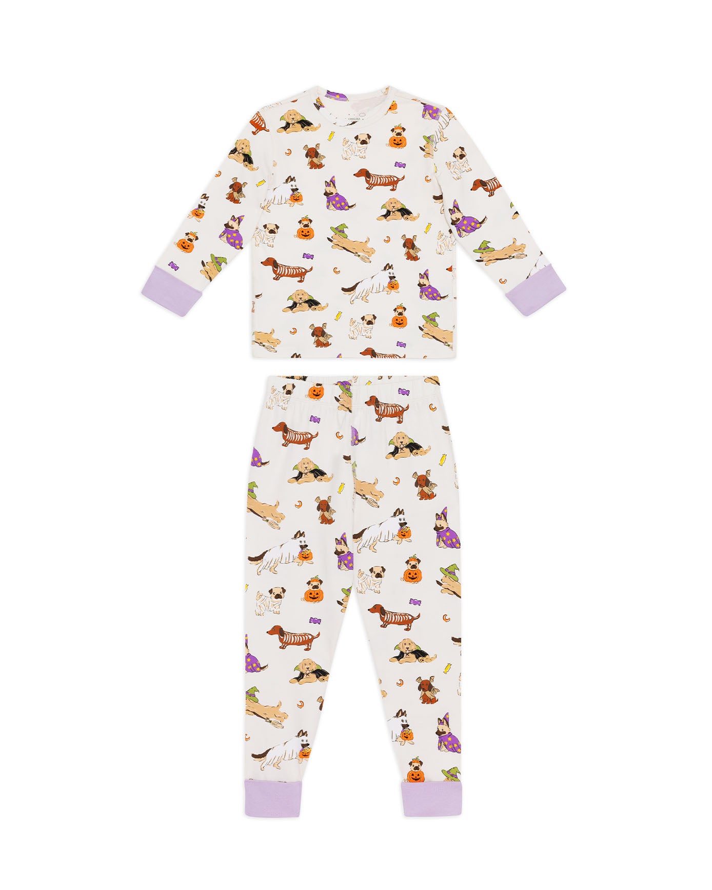 Kids Two Pack Organic Cotton Halloween Dogs Print Long Pyjama Set