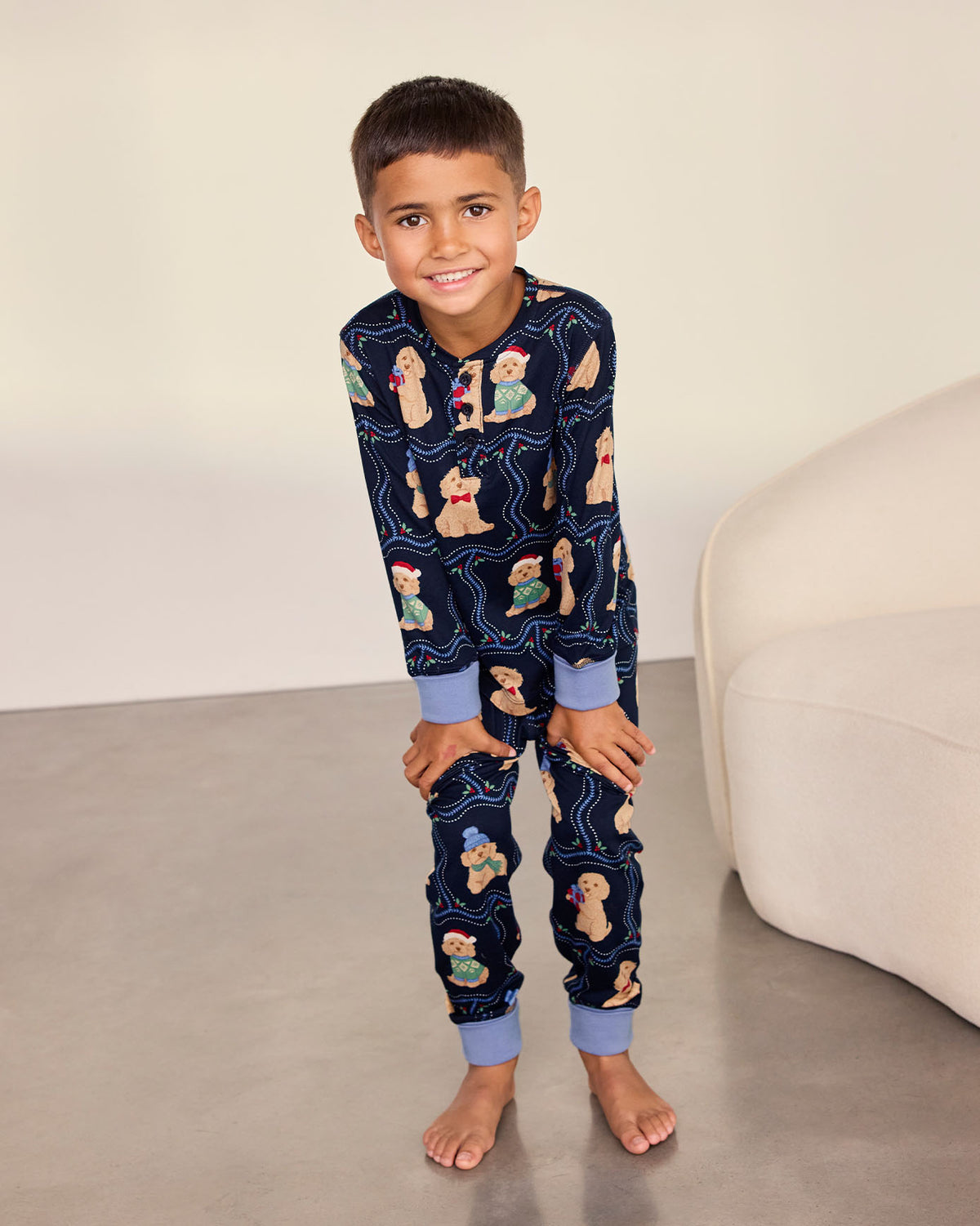 Kids Christmas Chip the Cockapoo Portraits Print Long Pyjama Set