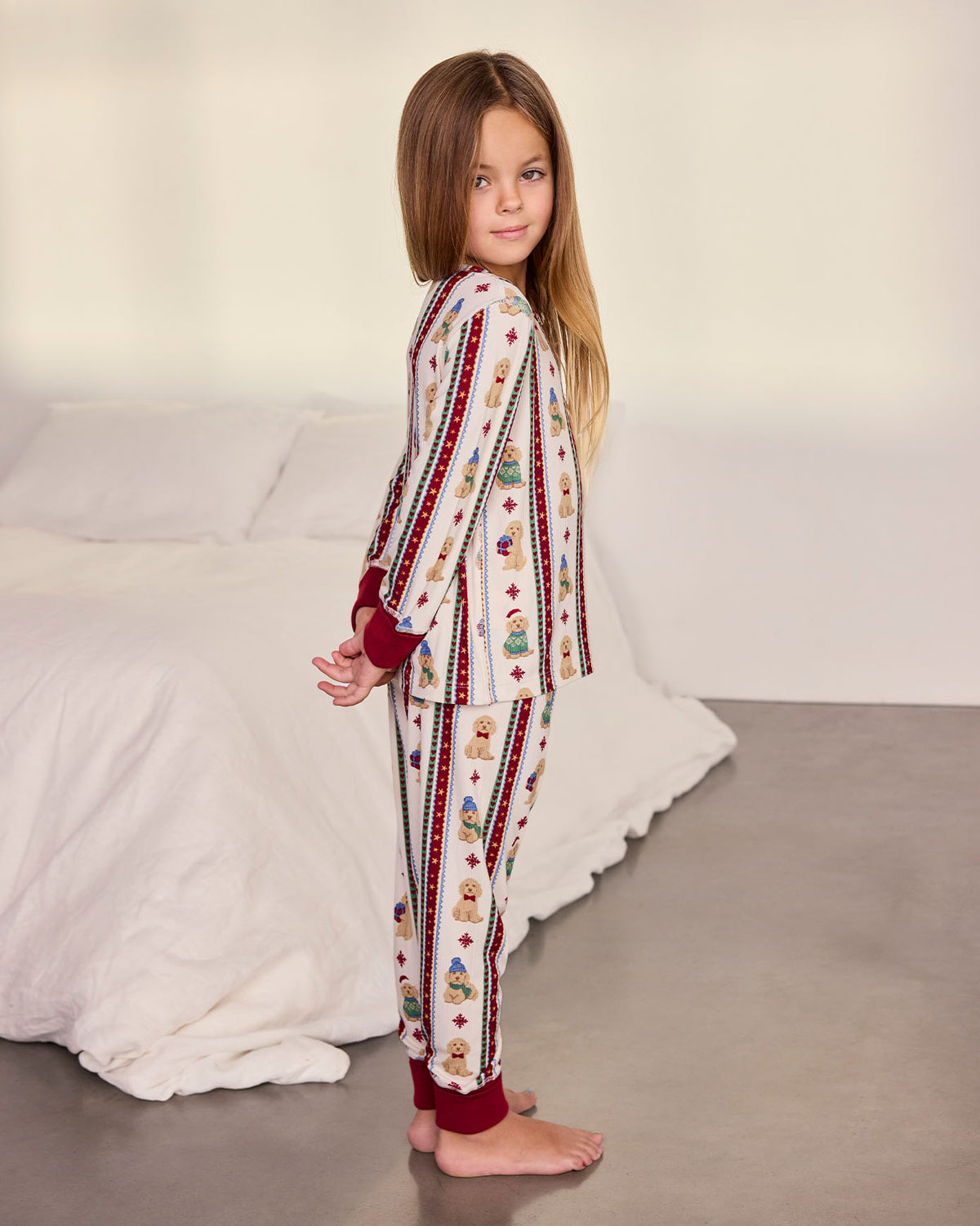 Kids Christmas Chip the Cockapoo Stripe Print Long Pyjama Set