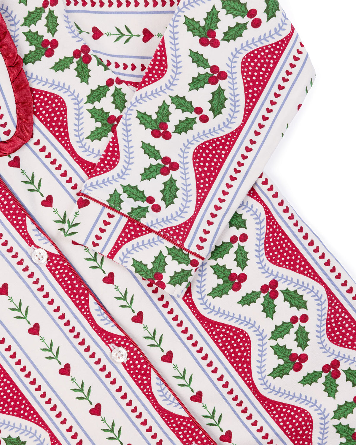 Kids Organic Cotton Garland Holly Stripe Print Long Pyjama Set