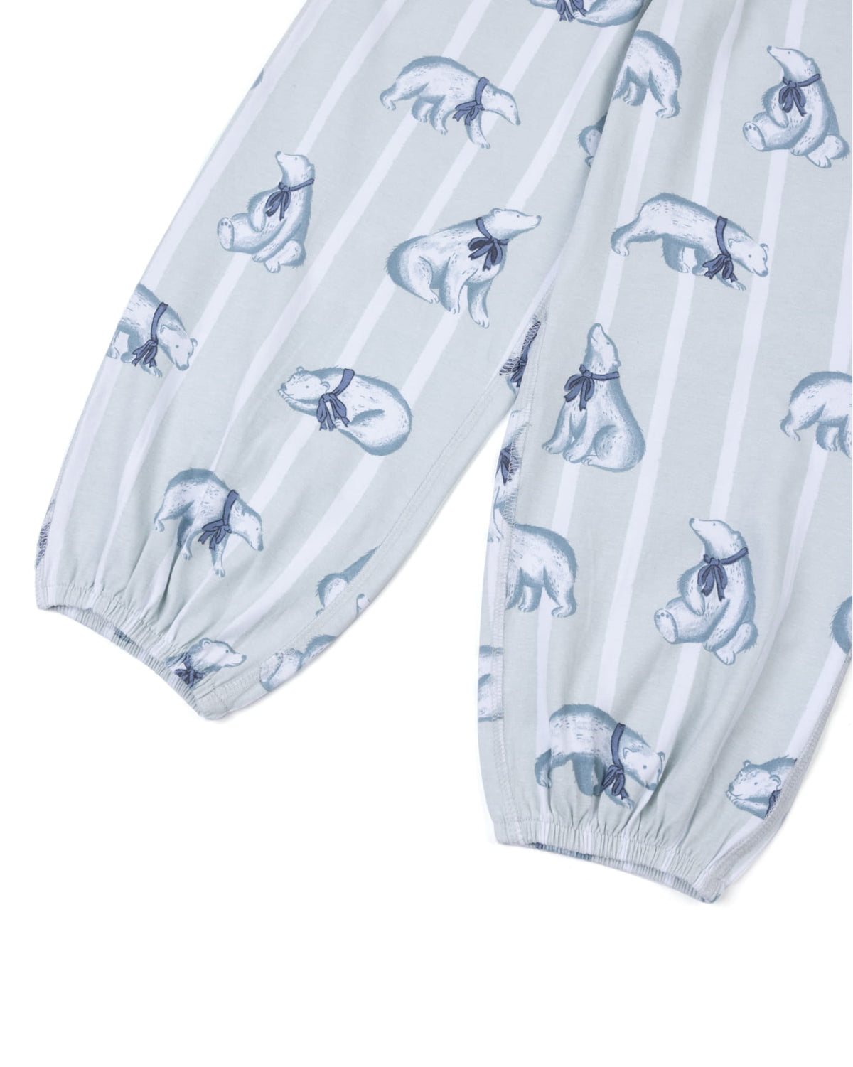 Kids Organic Cotton Polar Bear Stripe Print Long Pyjama Set