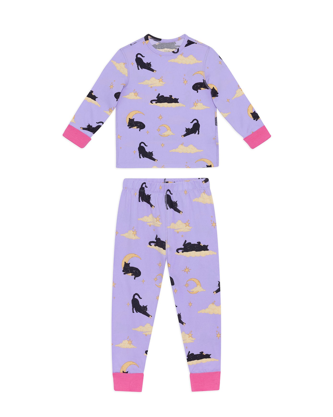 Kids Halloween Cat Print Long Pyjama Set