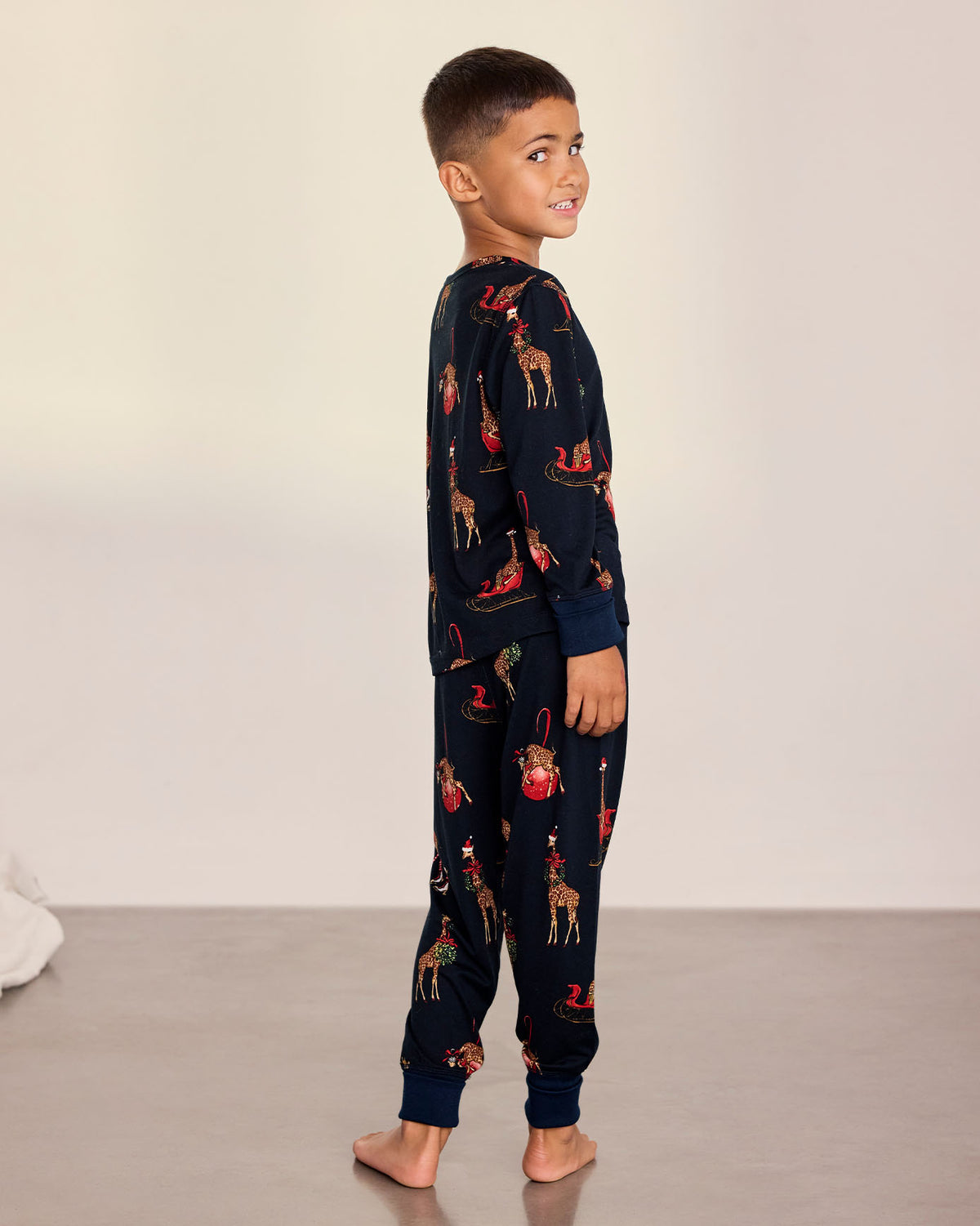 Kids Christmas Giraffe Print Long Pyjama Set