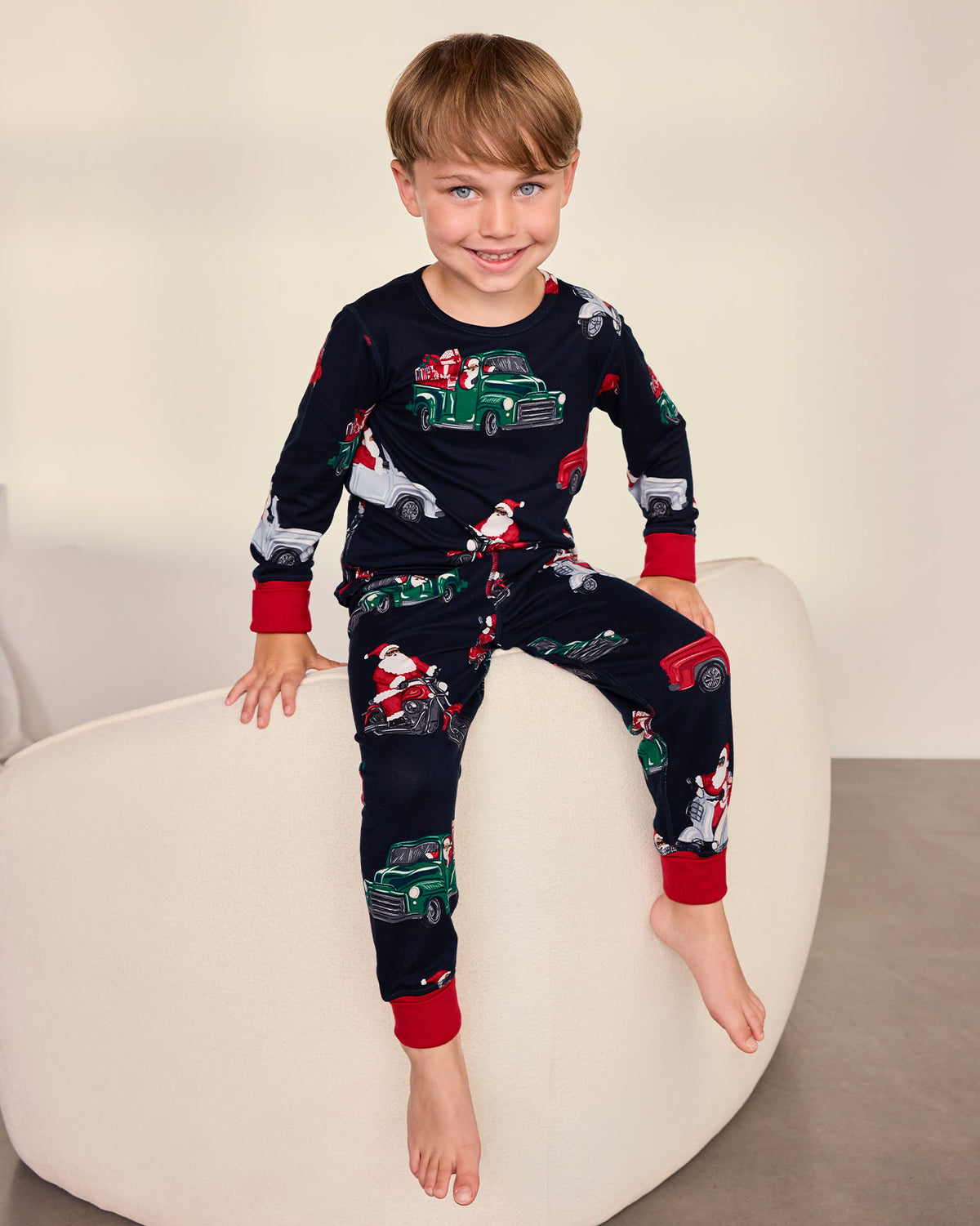 Kids Christmas Santa Road Trip Print Long Pyjama Set