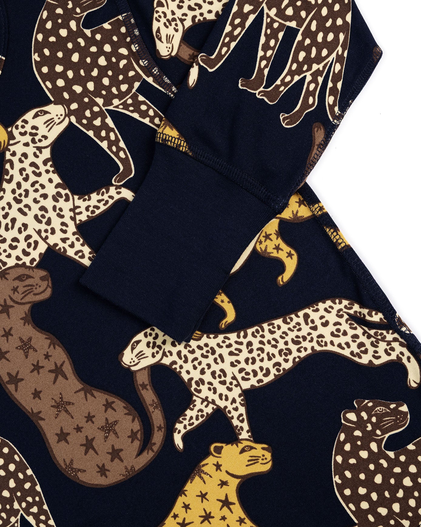Kids Starry Leopard Print Long Pyjama Set - Navy