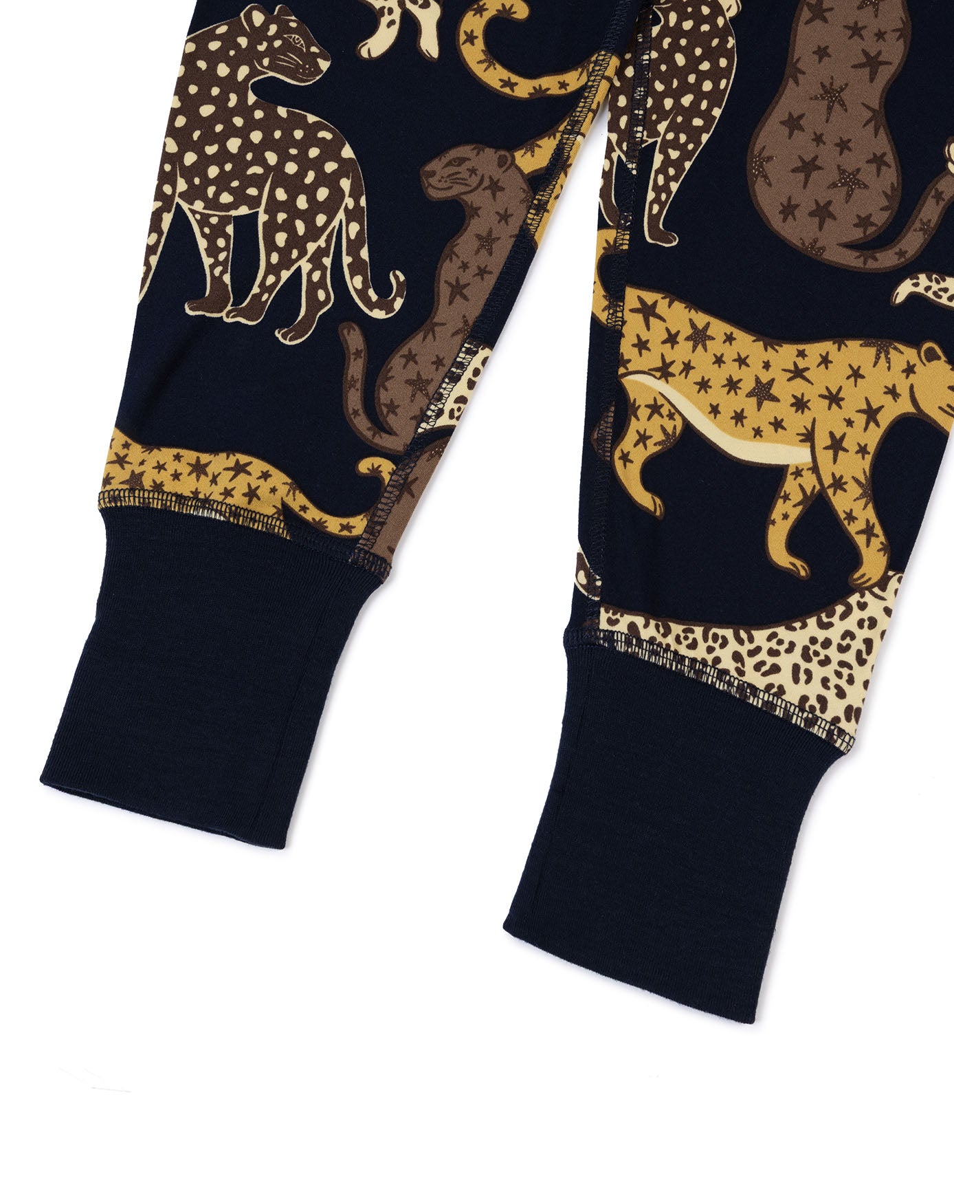 Kids Starry Leopard Print Long Pyjama Set - Navy