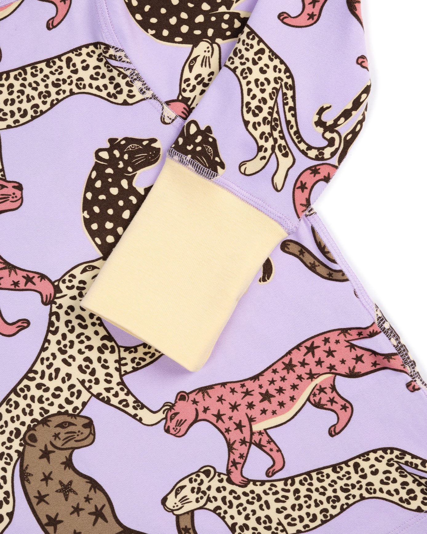 Kids Starry Leopard Print Long Pyjama Set - Lilac