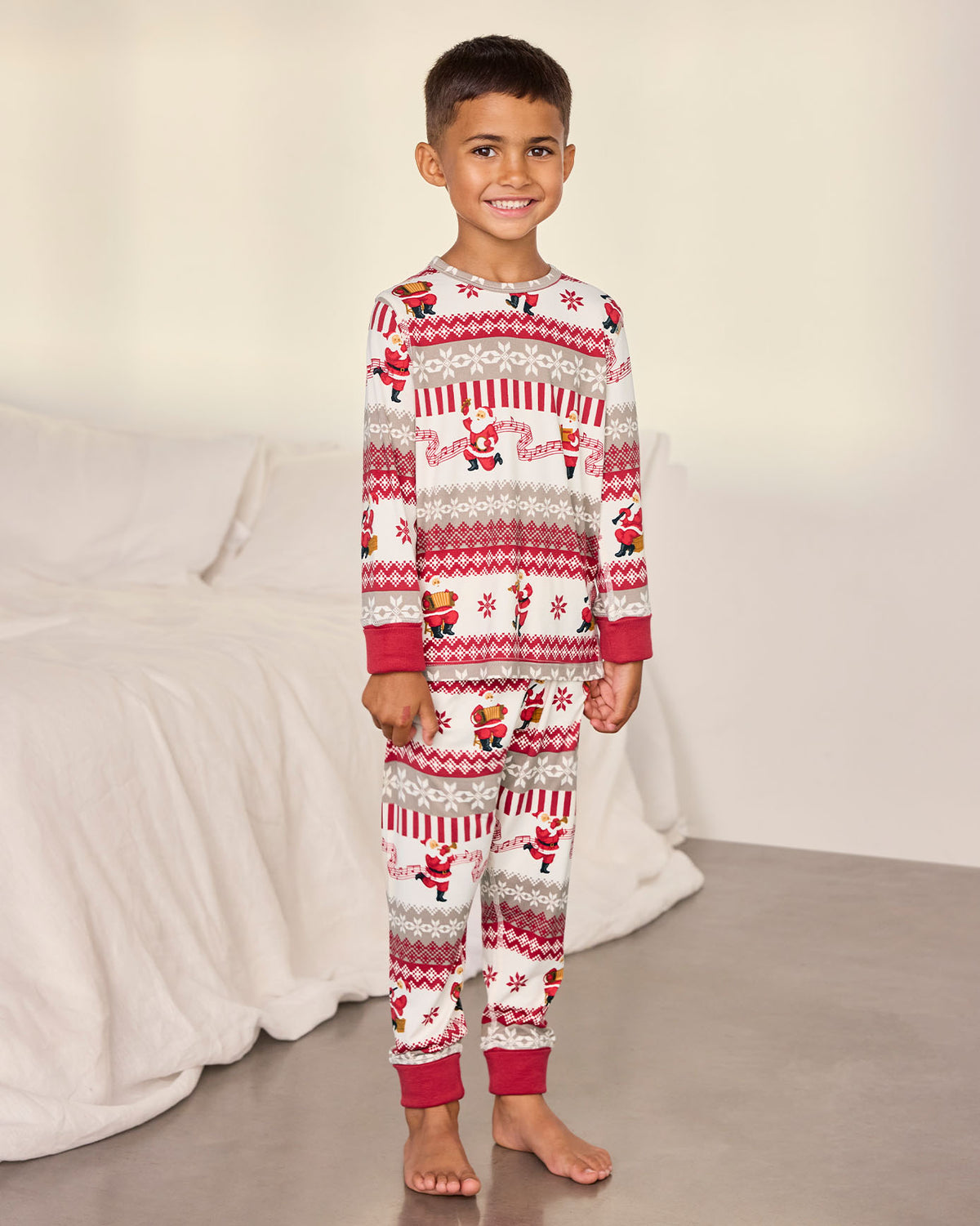 Kids Musical Santa Fair Isle Print Long Pyjama Set