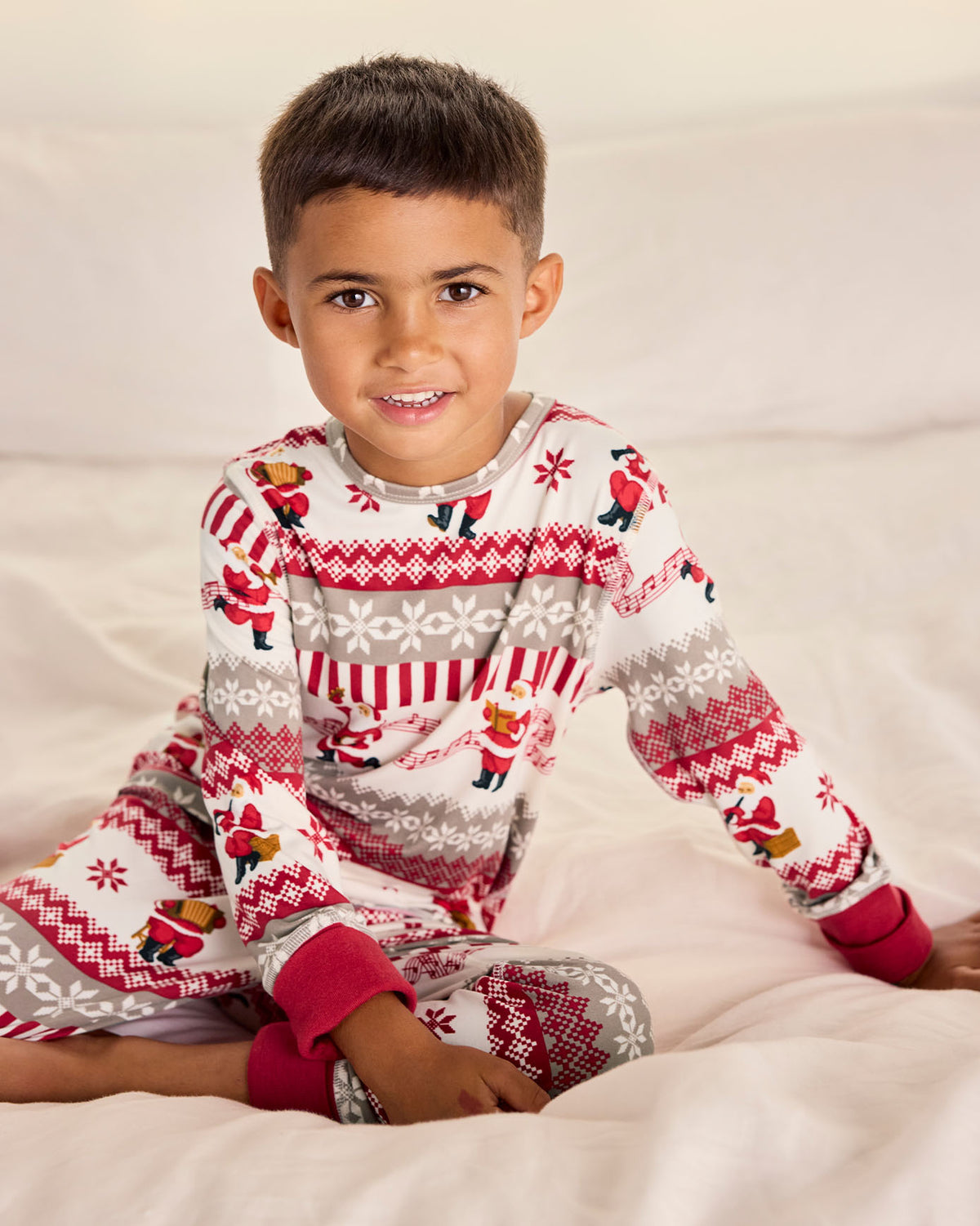 Kids Musical Santa Fair Isle Print Long Pyjama Set