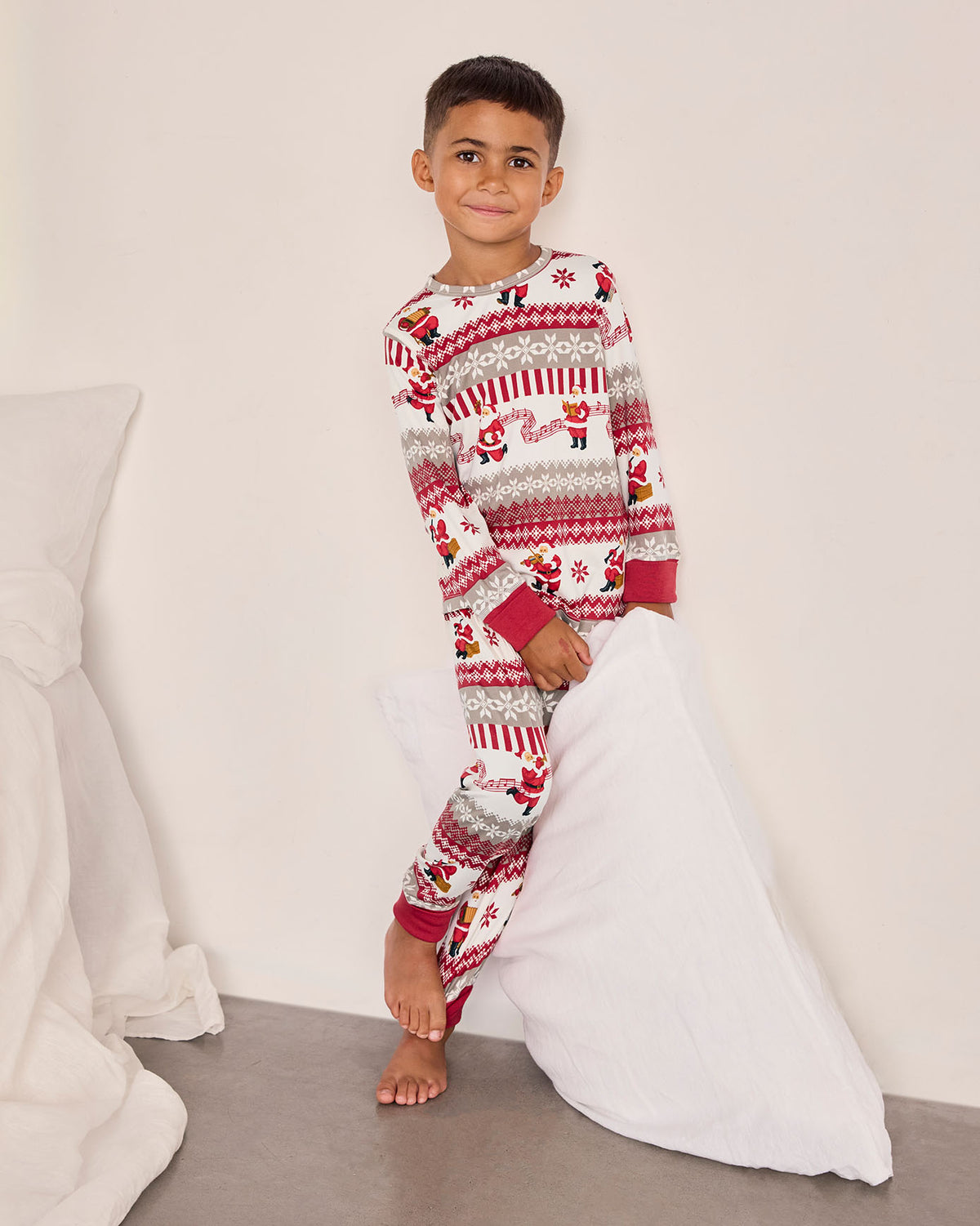 Kids Musical Santa Fair Isle Print Long Pyjama Set