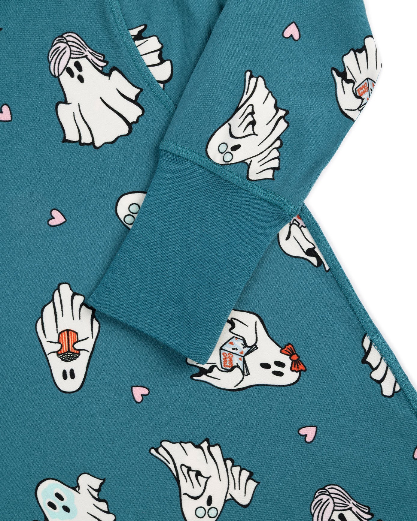 Kids Halloween Ghost Print  Long Pyjama Set - Teal