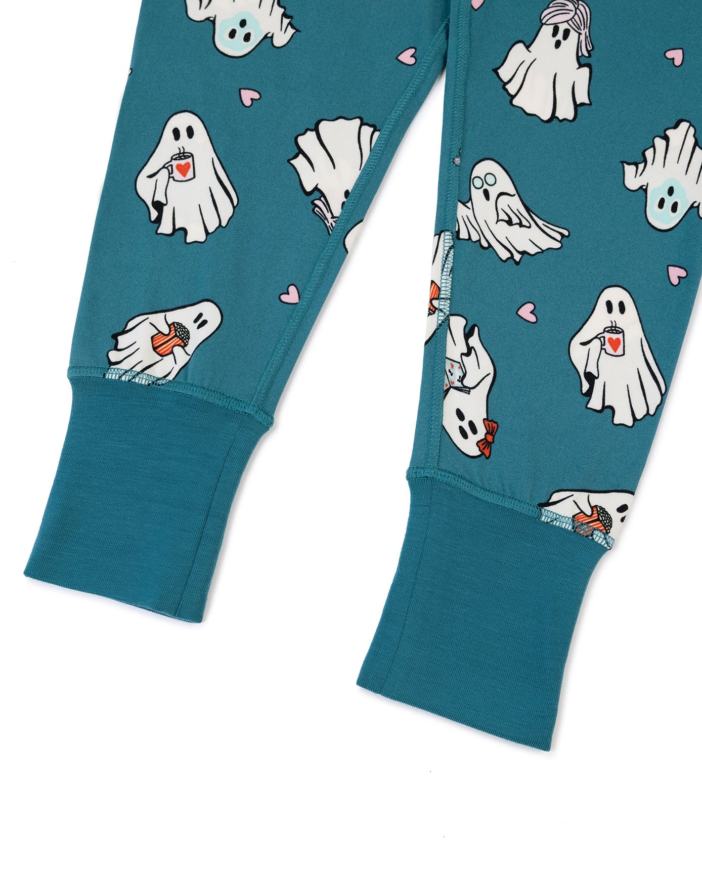 Kids Halloween Ghost Print  Long Pyjama Set - Teal