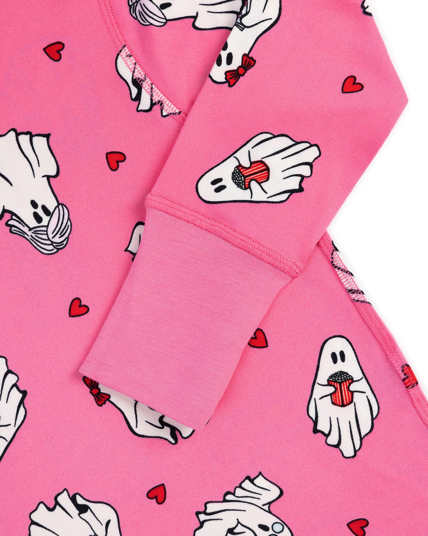 Kids Halloween Ghost Print  Long Pyjama Set - Pink