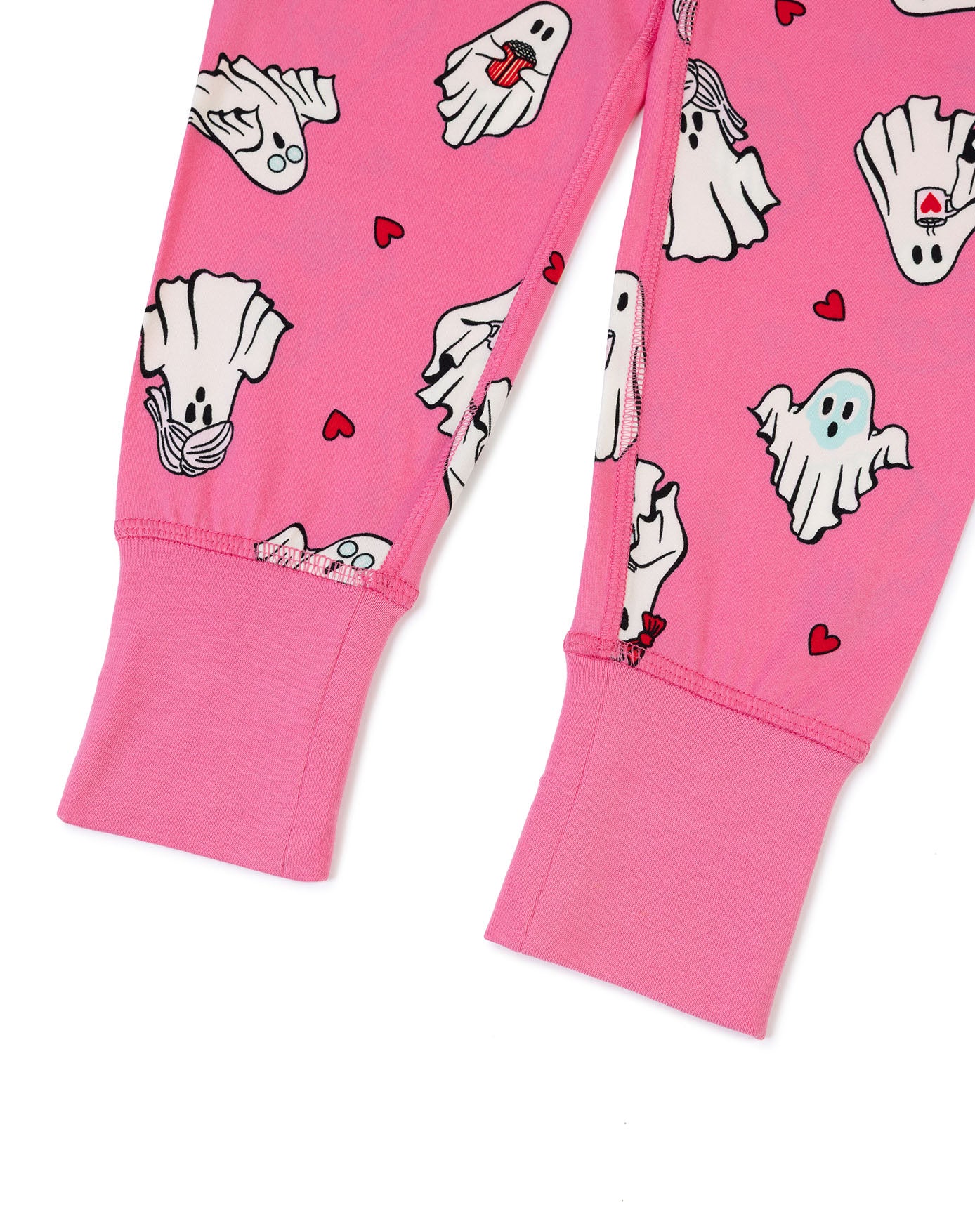 Kids Halloween Ghost Print  Long Pyjama Set - Pink