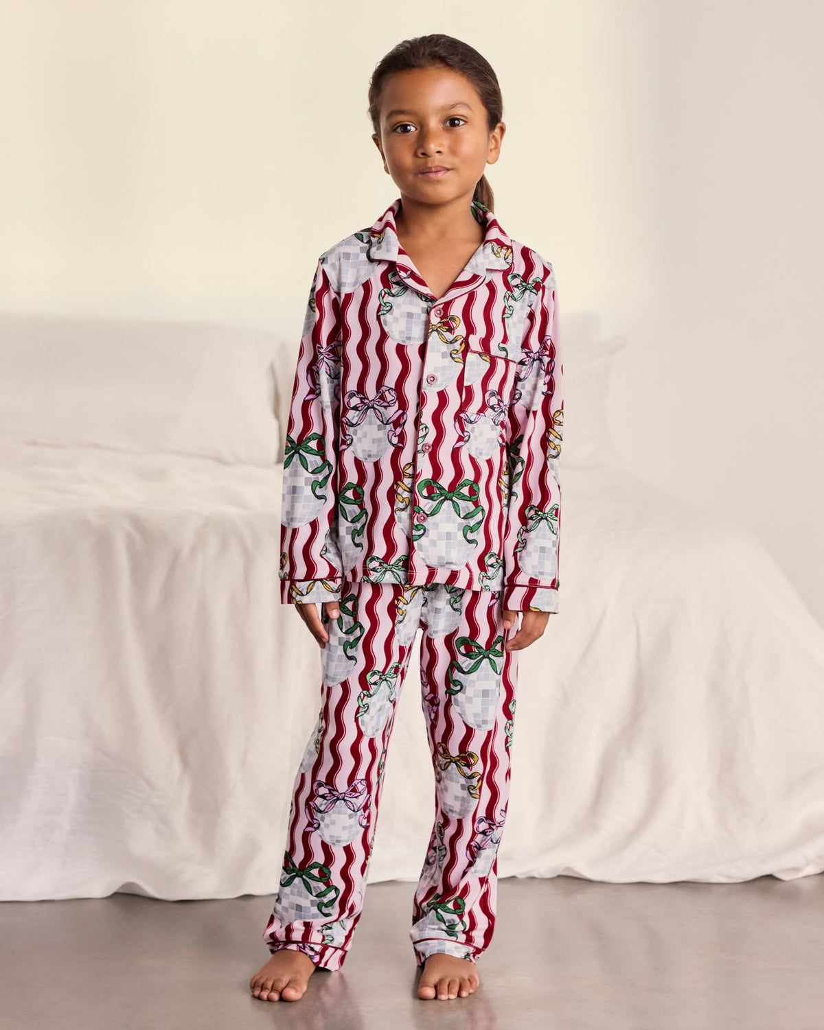 Kids Wavy Stripe Disco Ball Print Long Pyjama Set