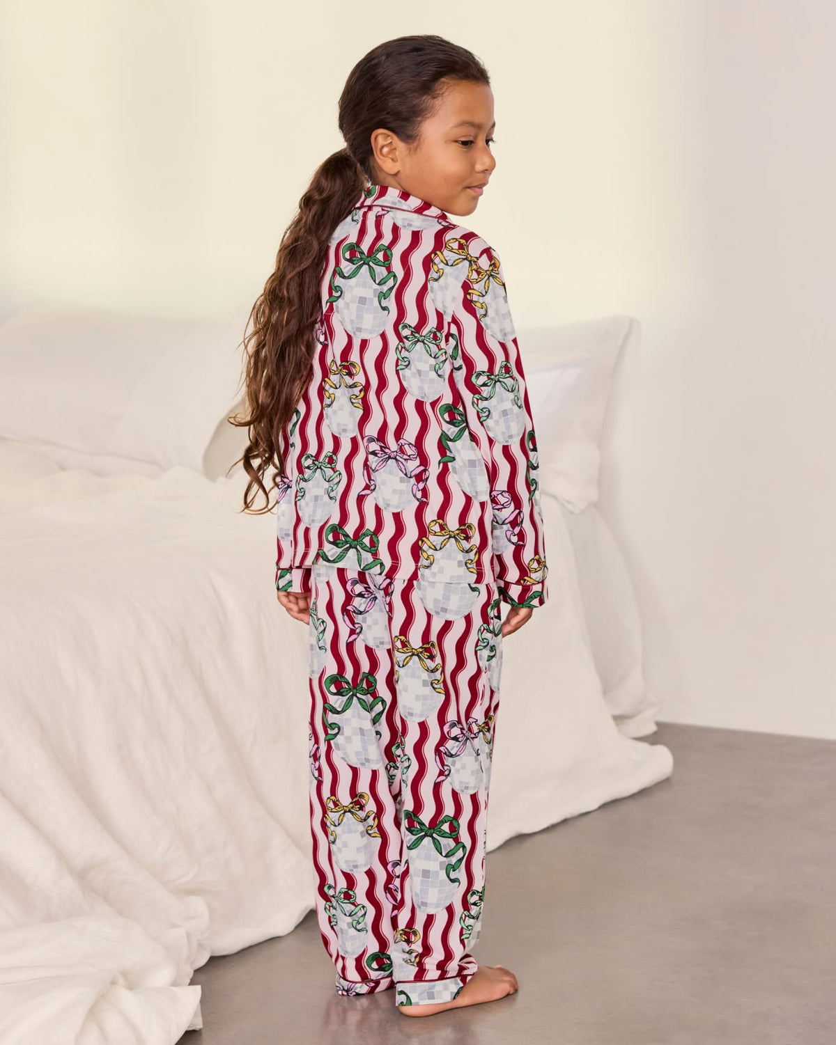Kids Wavy Stripe Disco Ball Print Long Pyjama Set