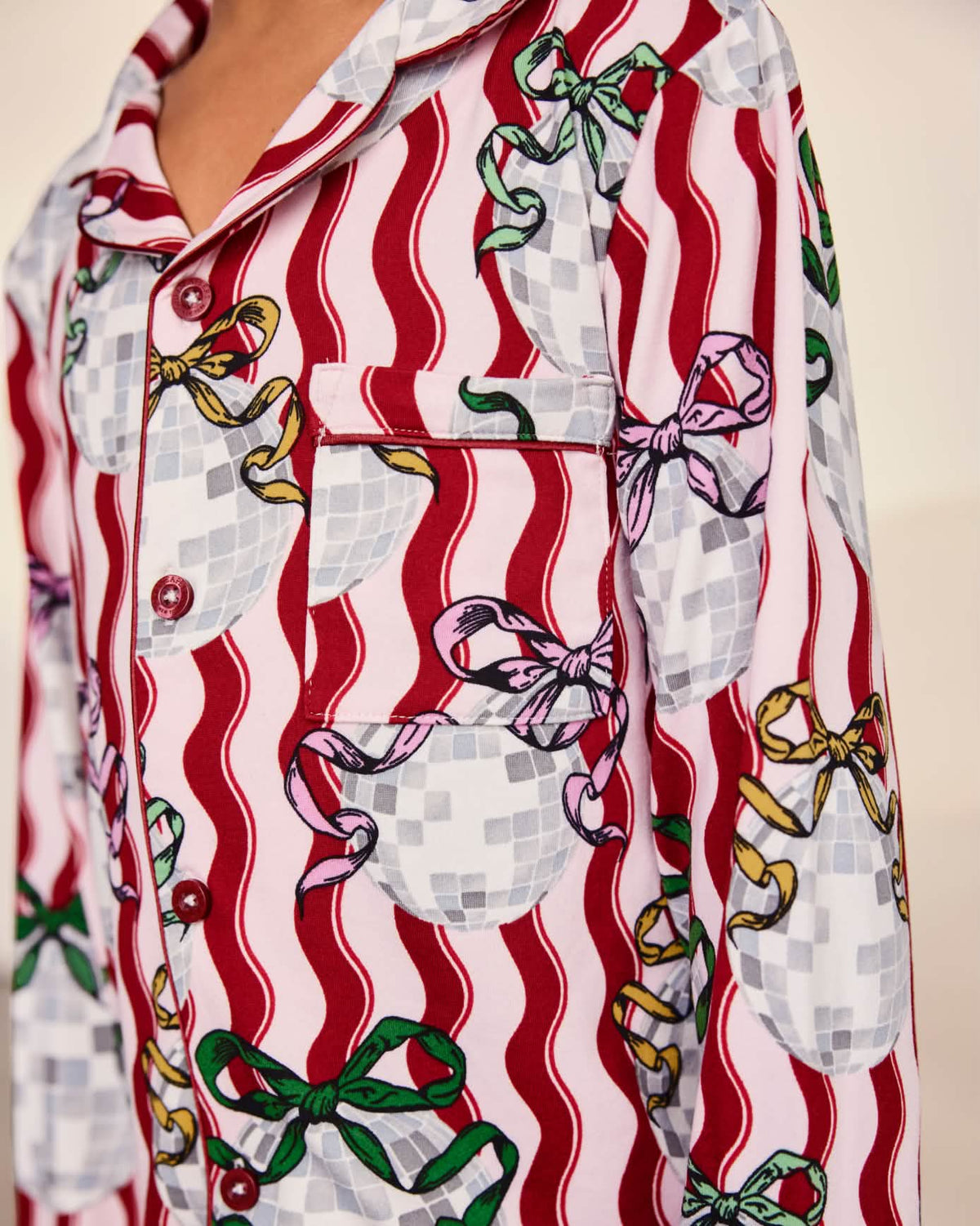 Kids Wavy Stripe Disco Ball Print Long Pyjama Set