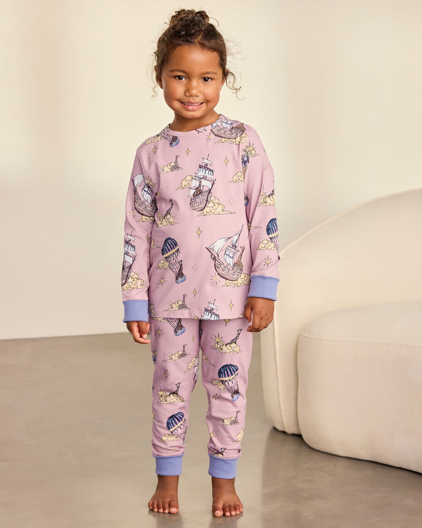 Kids Organic Cotton Giraffe Cloudhopper Print Long Pyjama Set