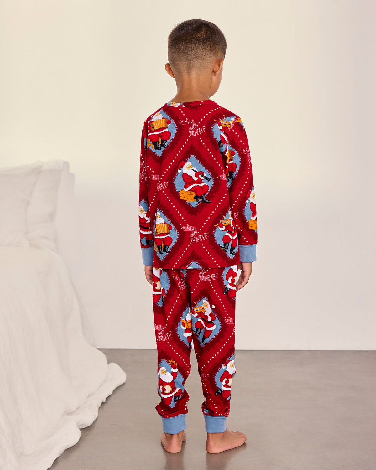 Kids Organic Cotton Christmas Santa Songbook Print Long Pyjama Set