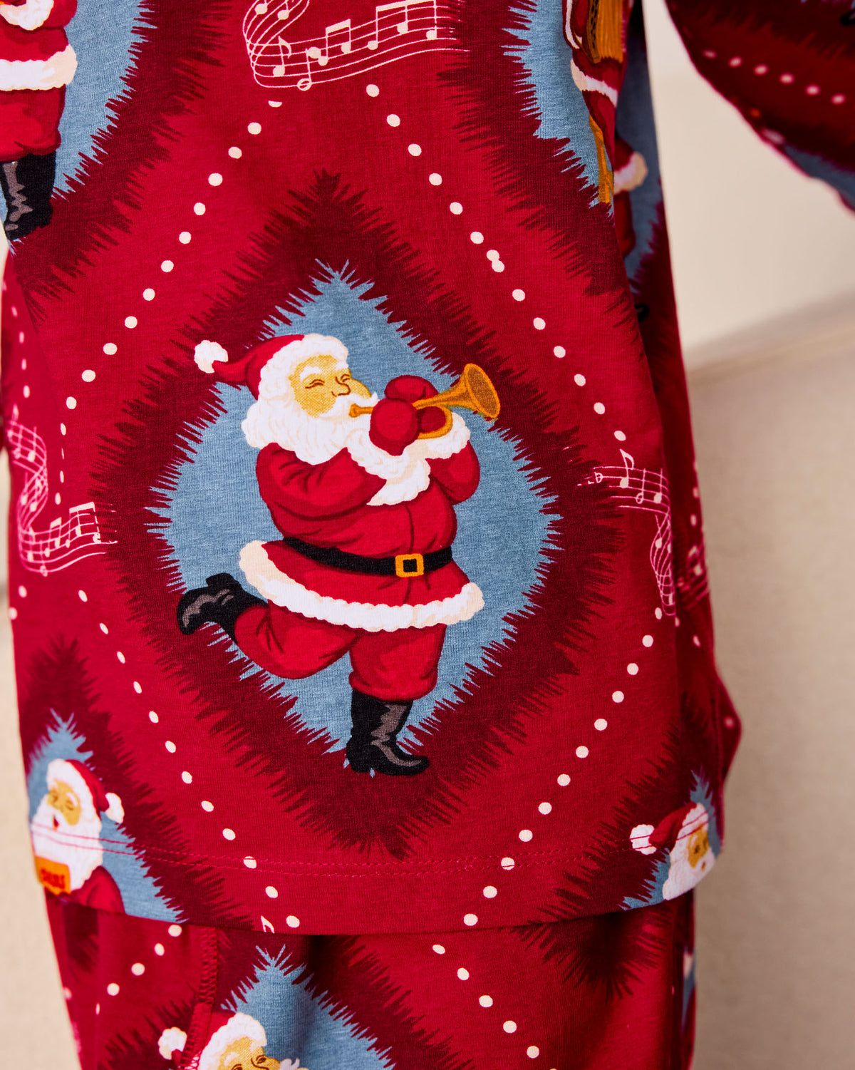 Kids Organic Cotton Christmas Santa Songbook Print Long Pyjama Set