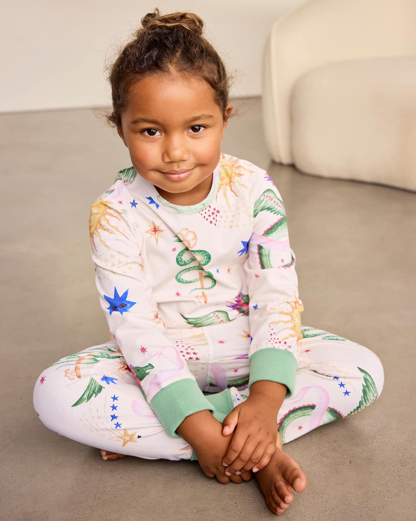 Kids Organic Cotton Mythical Dragon Print Long Pyjama Set