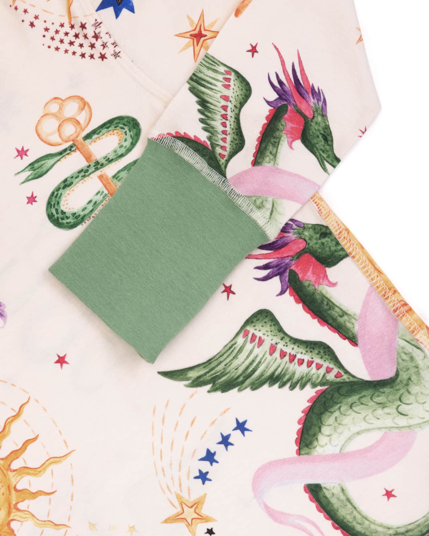 Kids Organic Cotton Mythical Dragon Print Long Pyjama Set