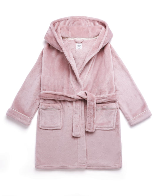 Kids Fleece Hooded Dressing Gown - Pink