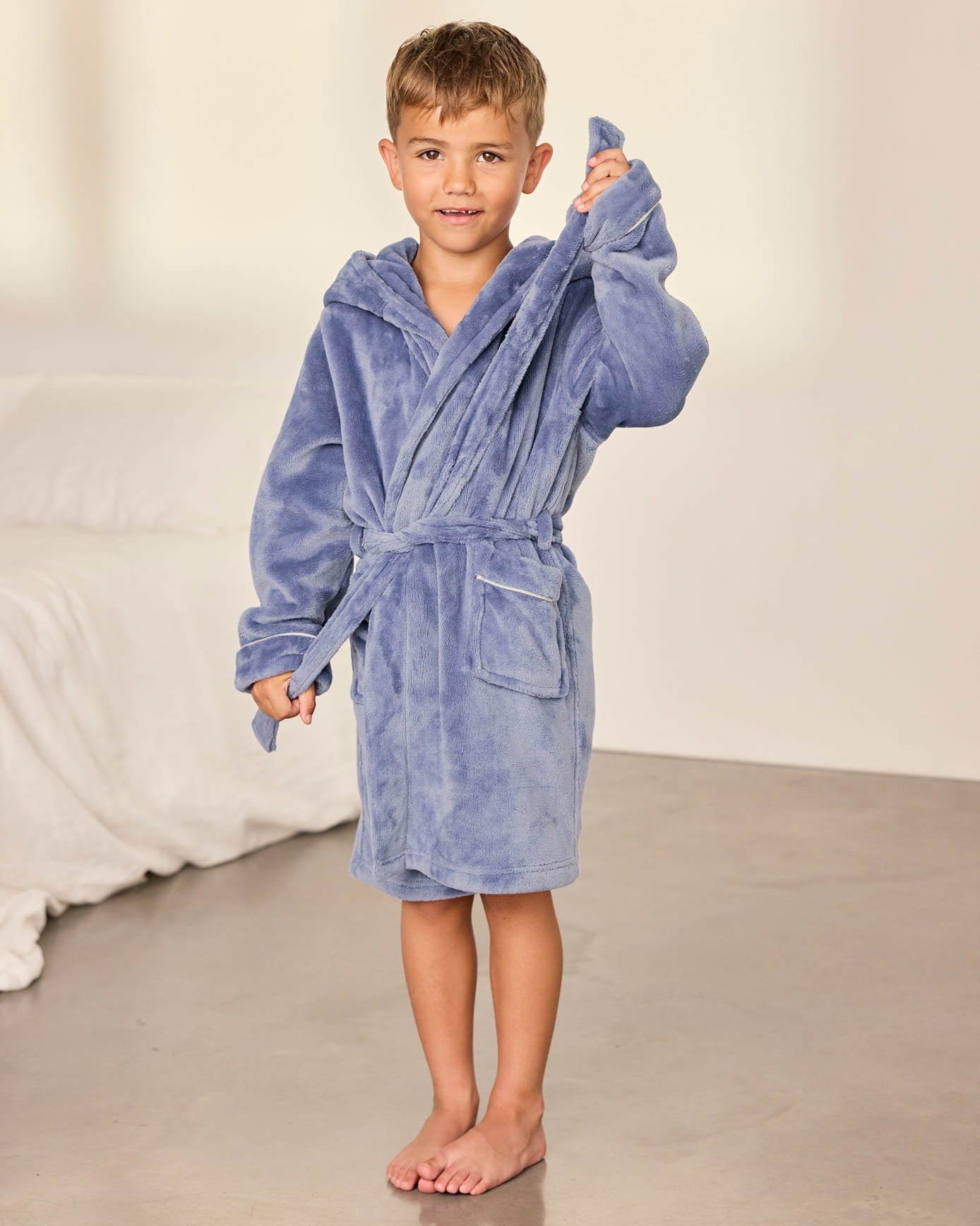 Kids Fleece Hooded Dressing Gown - Blue