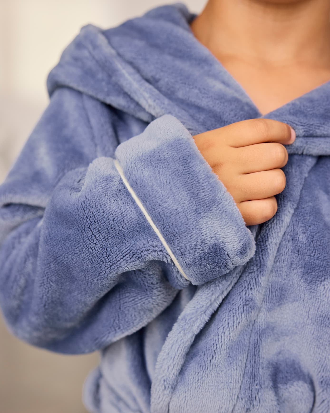 Kids Fleece Hooded Dressing Gown - Blue