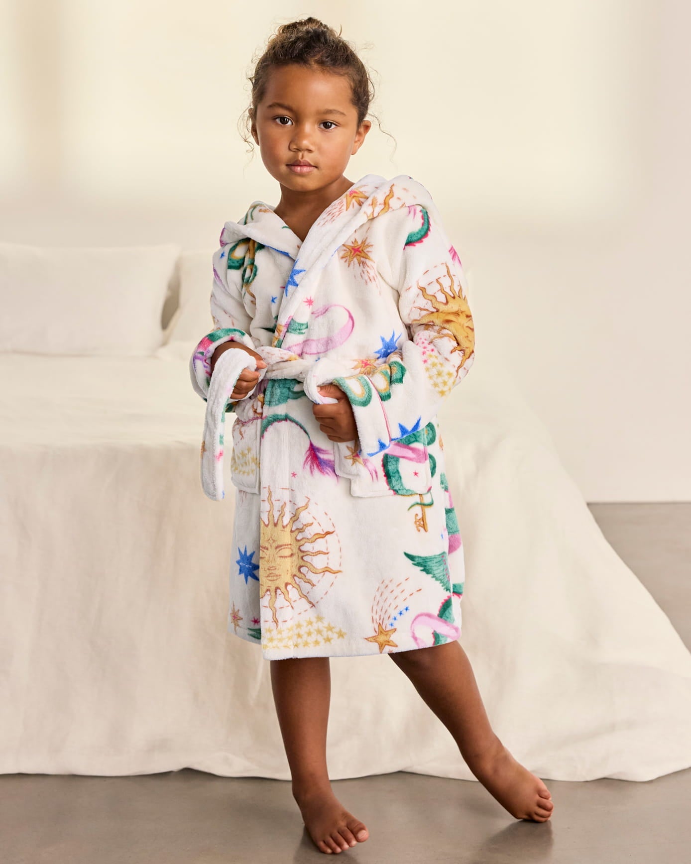 Kids Fleece Mythical Dragon Print Hooded Dressing Gown