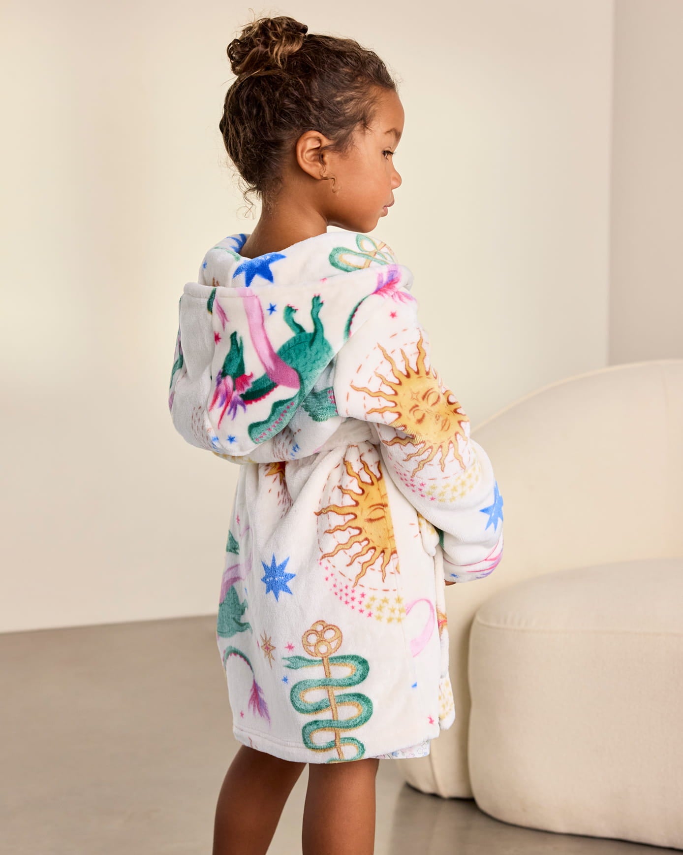 Kids Fleece Mythical Dragon Print Hooded Dressing Gown